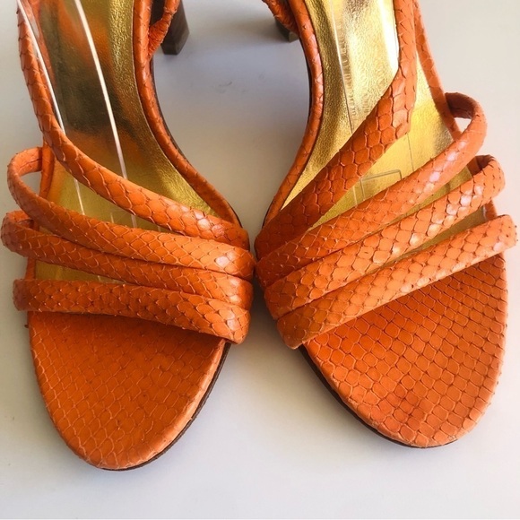 Coach Beatriz Orange Snake Embossed Strappy Sandals - Picture 5 of 15
